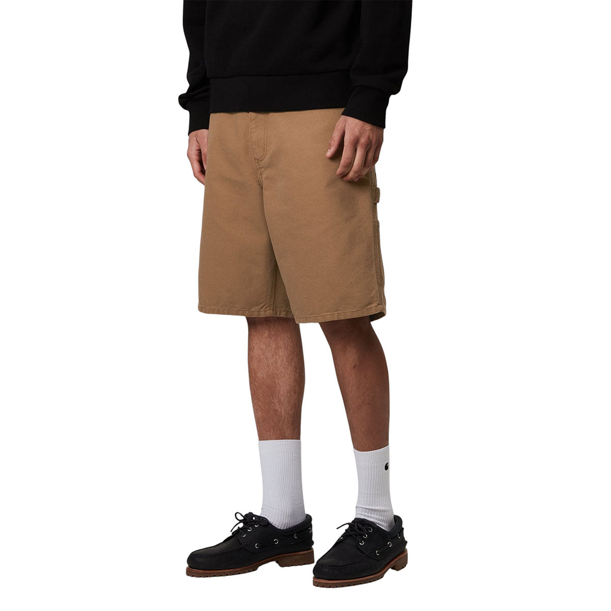 Carhartt WIP Single Knee Short Hamilton Brown Rinsed Front Model