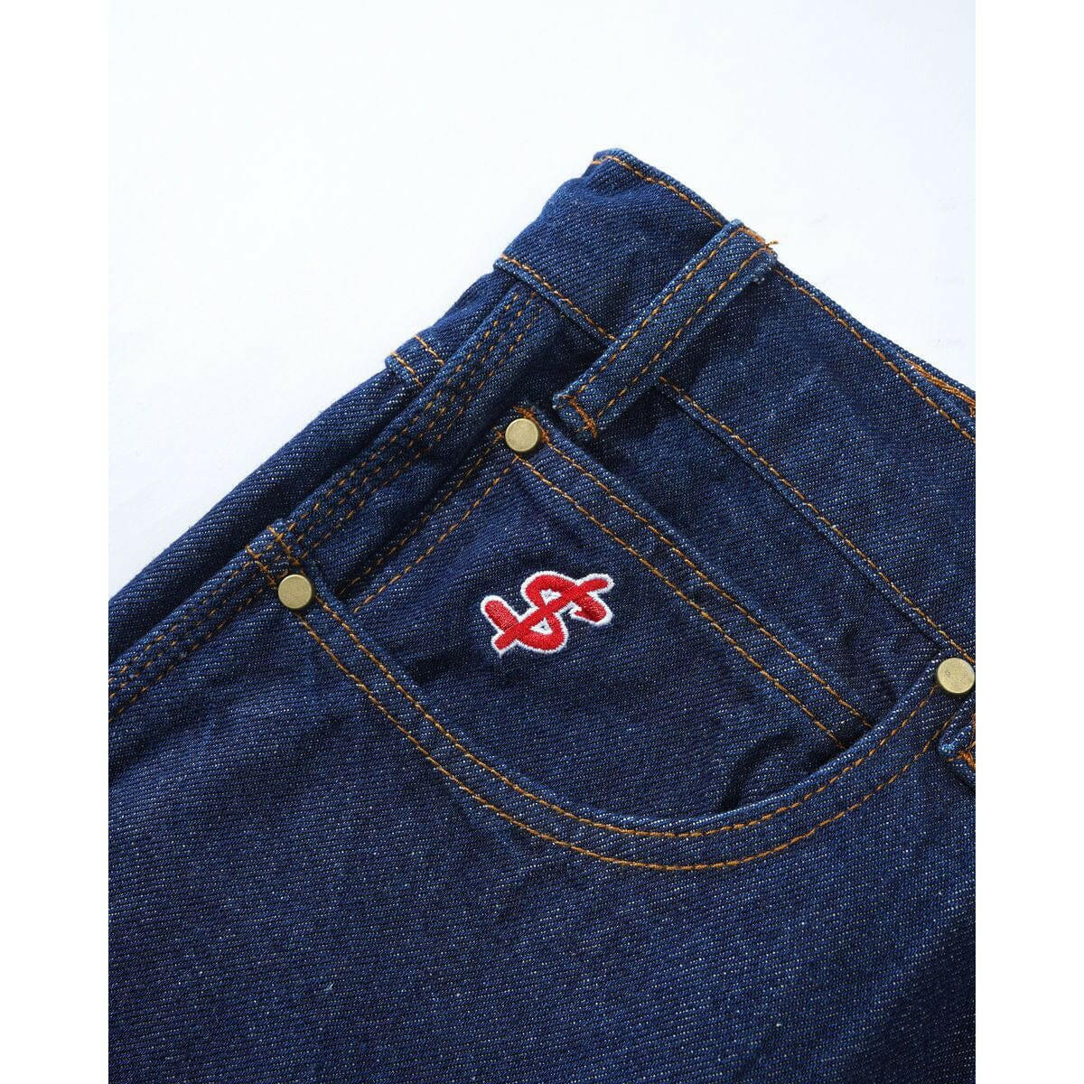 Cash Only - Logo Baggy Denim Jeans Raw Indigo.