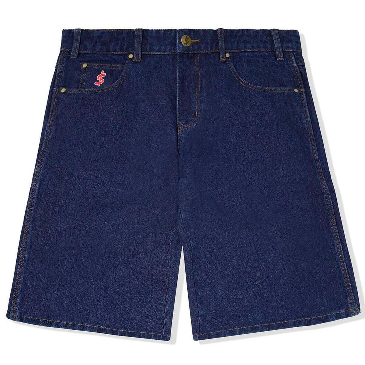 Cash Only - Logo Denim Shorts Raw Indigo.