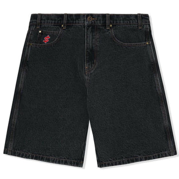 Cash Only - Logo Denim Shorts Washed Black.