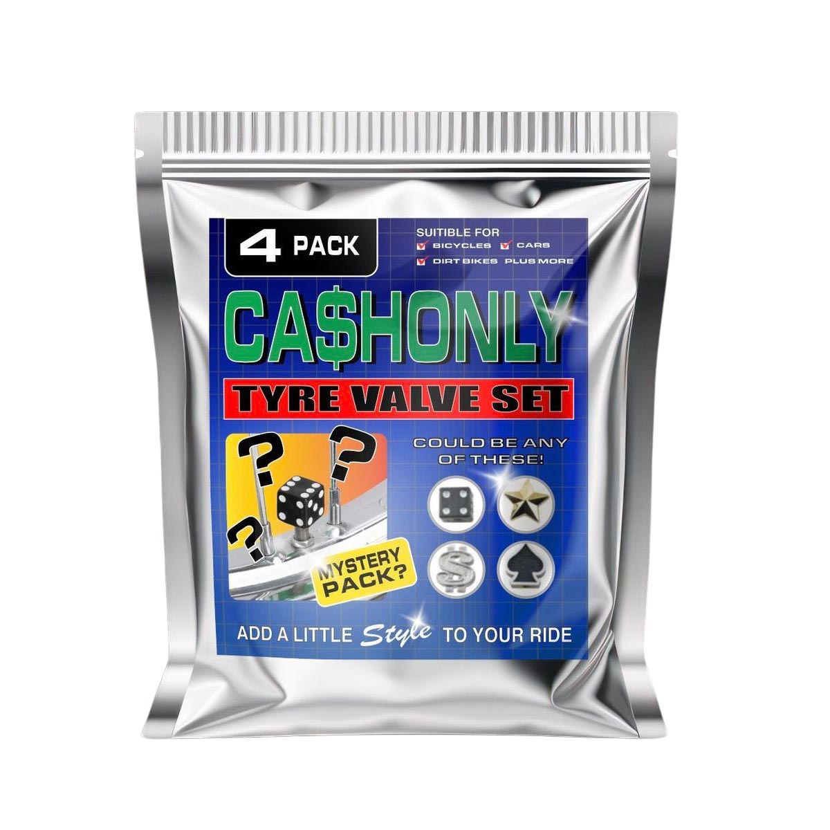 Cash Only Tyre Valve Cap Set