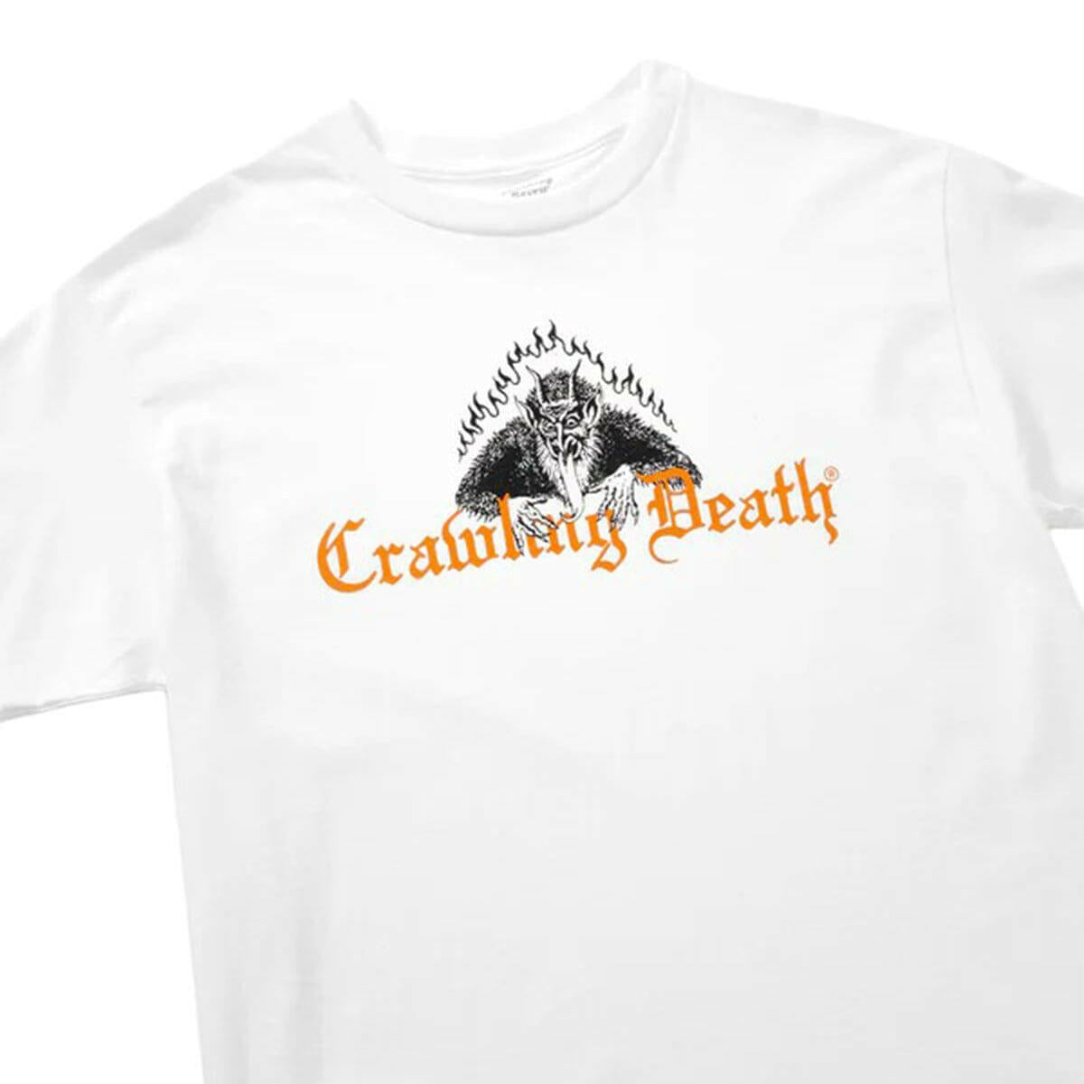 Crawling Death - Flame Devil Tee White.