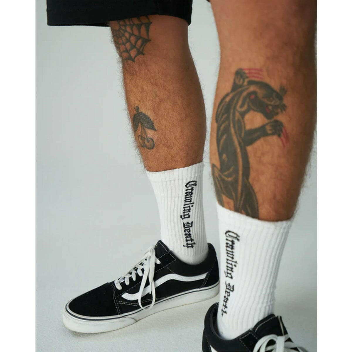 Crawling Death - Gothic Logo Socks White.