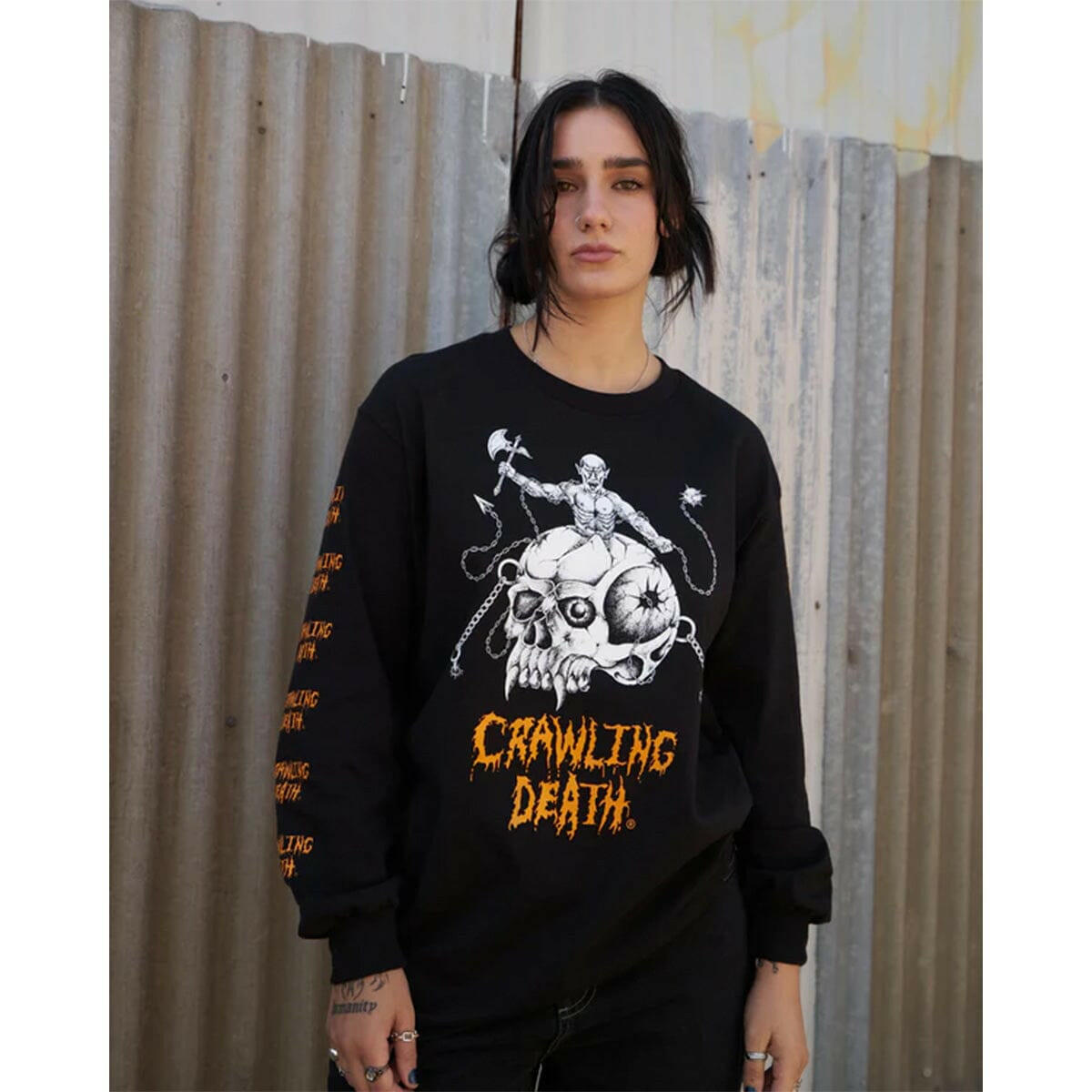 Crawling Death - Skull Fighter L/S Tee Black.