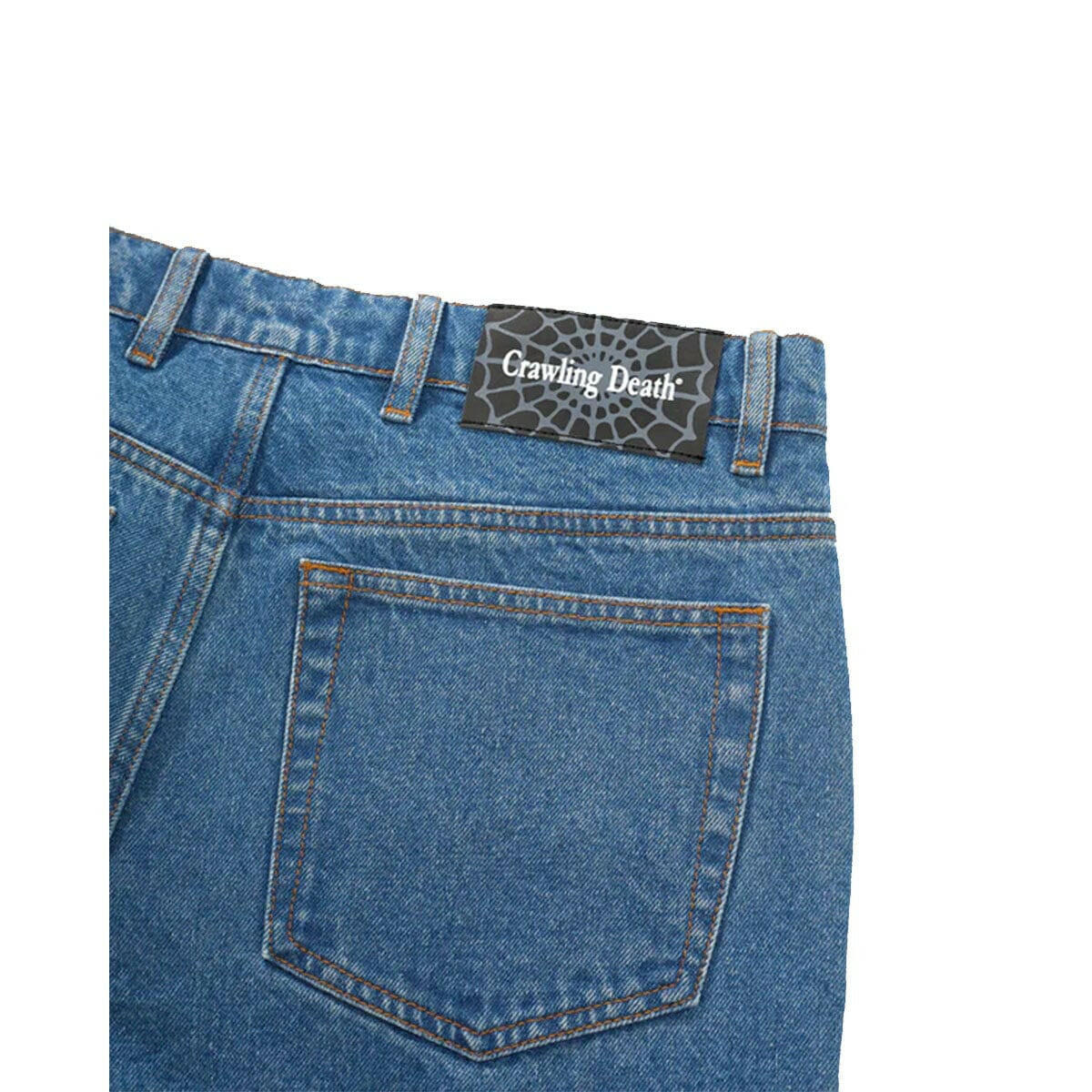 Crawling Death - Web Denim Jeans Mid Blue.