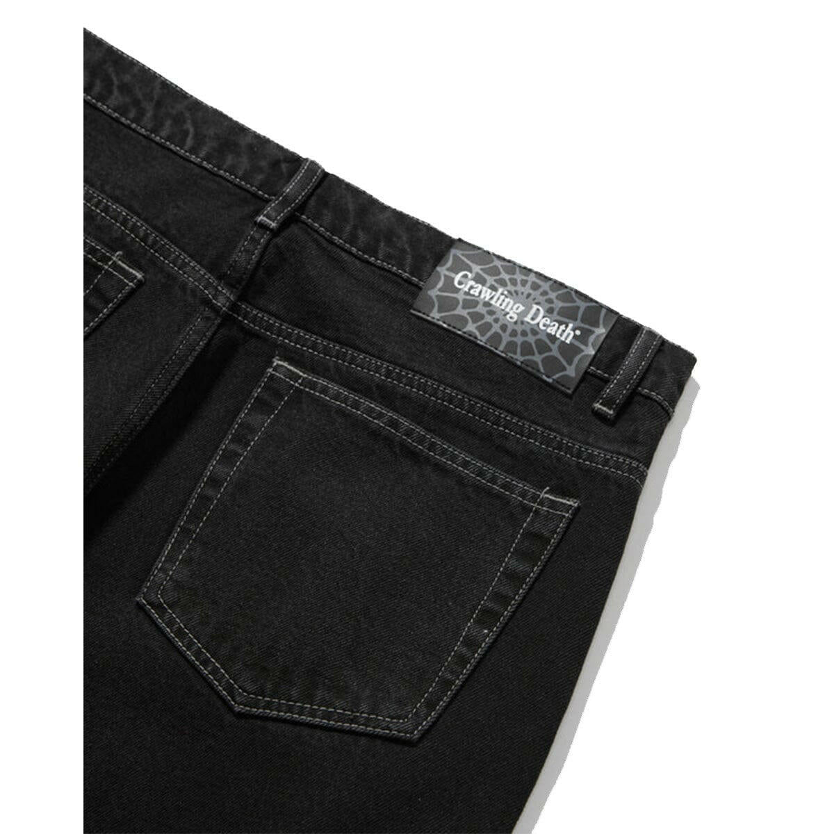 Crawling Death  - Web Denim Jeans Washed Black.