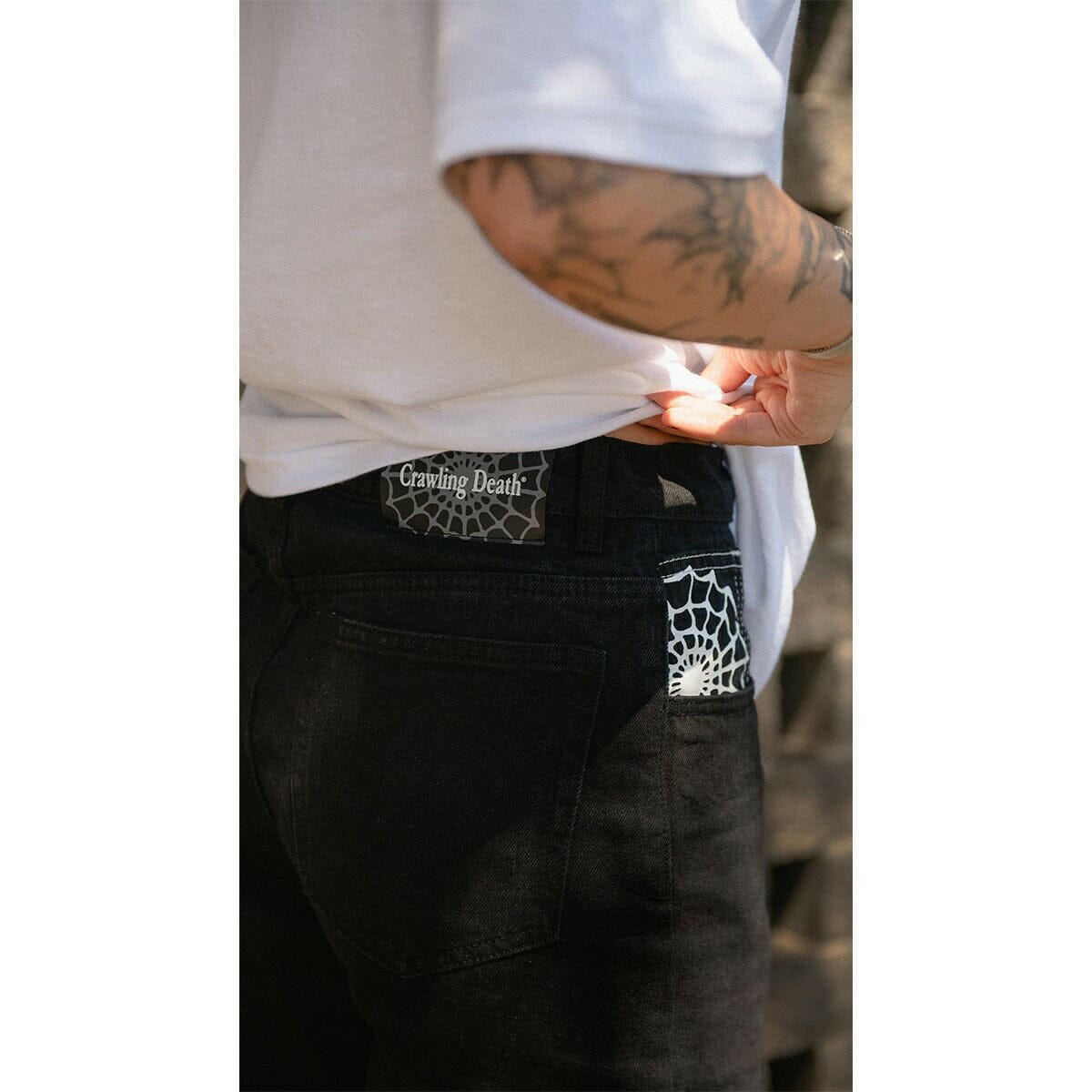 Crawling Death  - Web Denim Jeans Black.