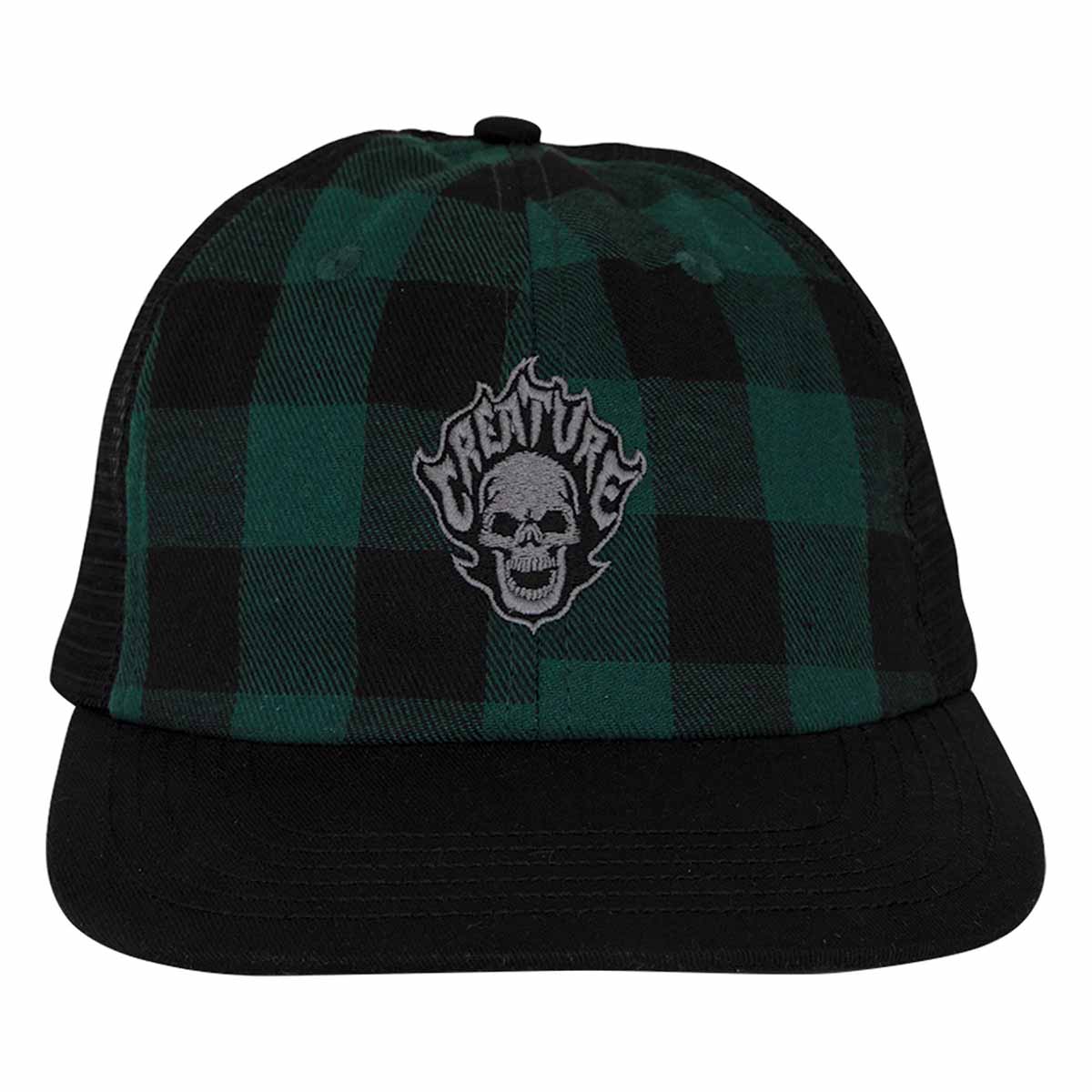 Creature Bonehead Flame Trucker Green Flannel Front
