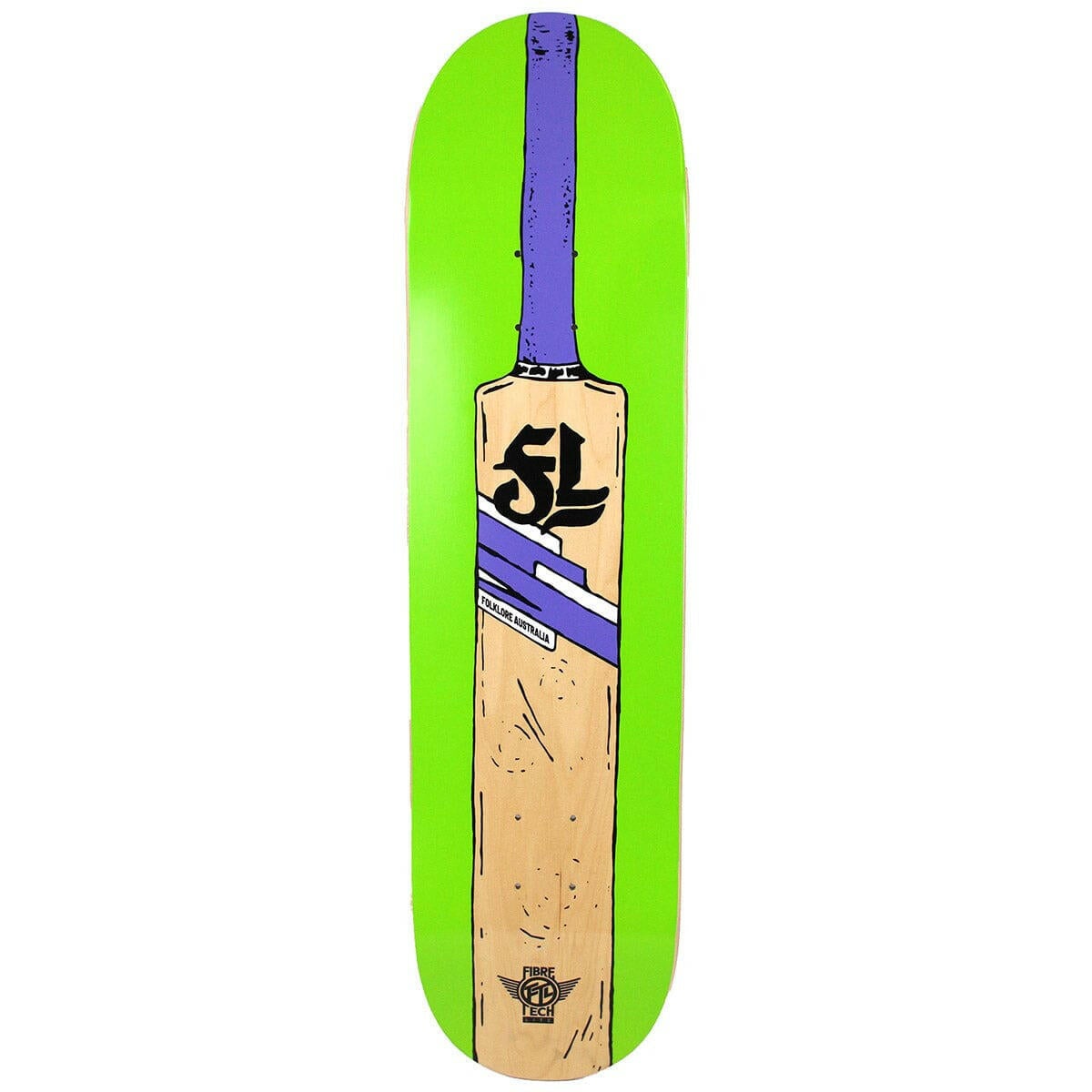 Folklore - Cricket Bat Fibre Tech Lite Green 8.5 Skateboard Deck.
