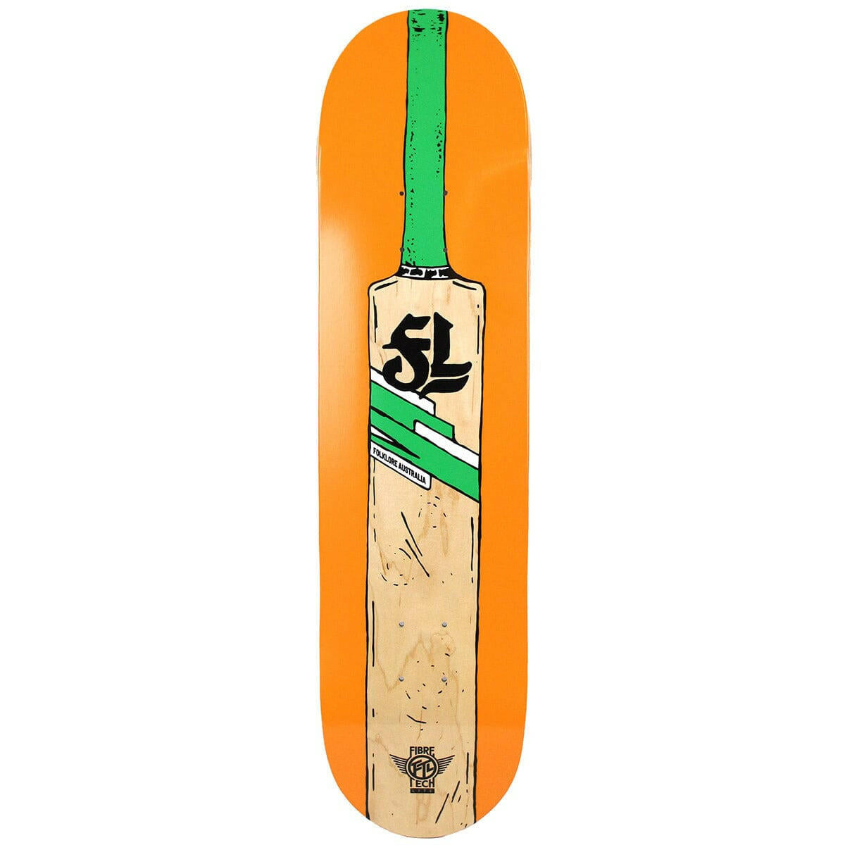 Folklore - Cricket Bat Fibretech Lite Orange 8.125 Skateboard Deck.