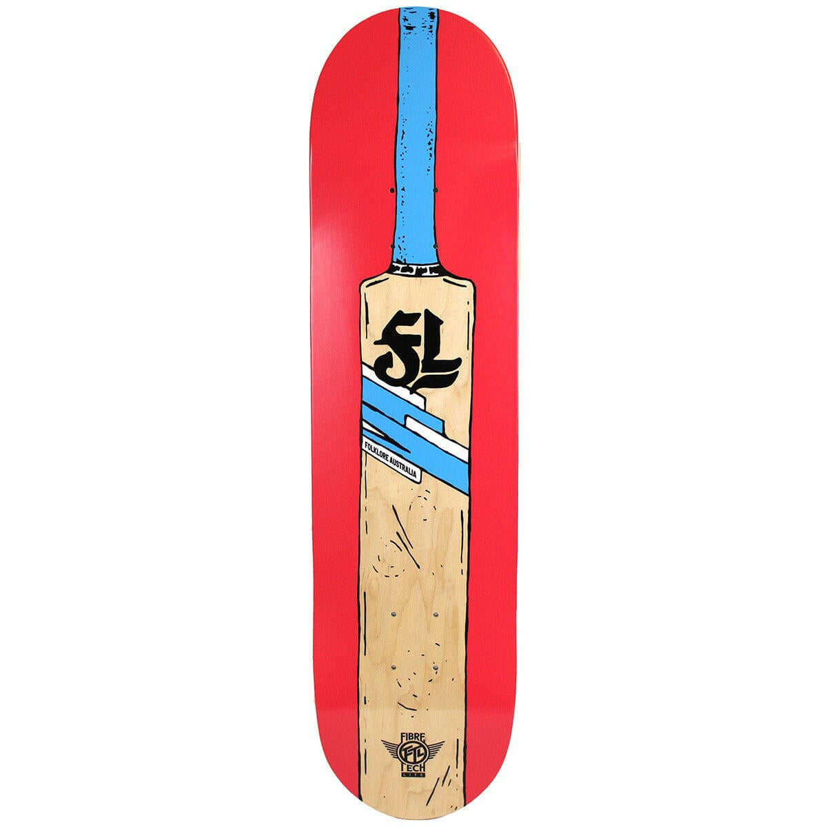 Folklore - Cricket Bat Fibre Tech Lite Red 8.5 Skateboard Deck.