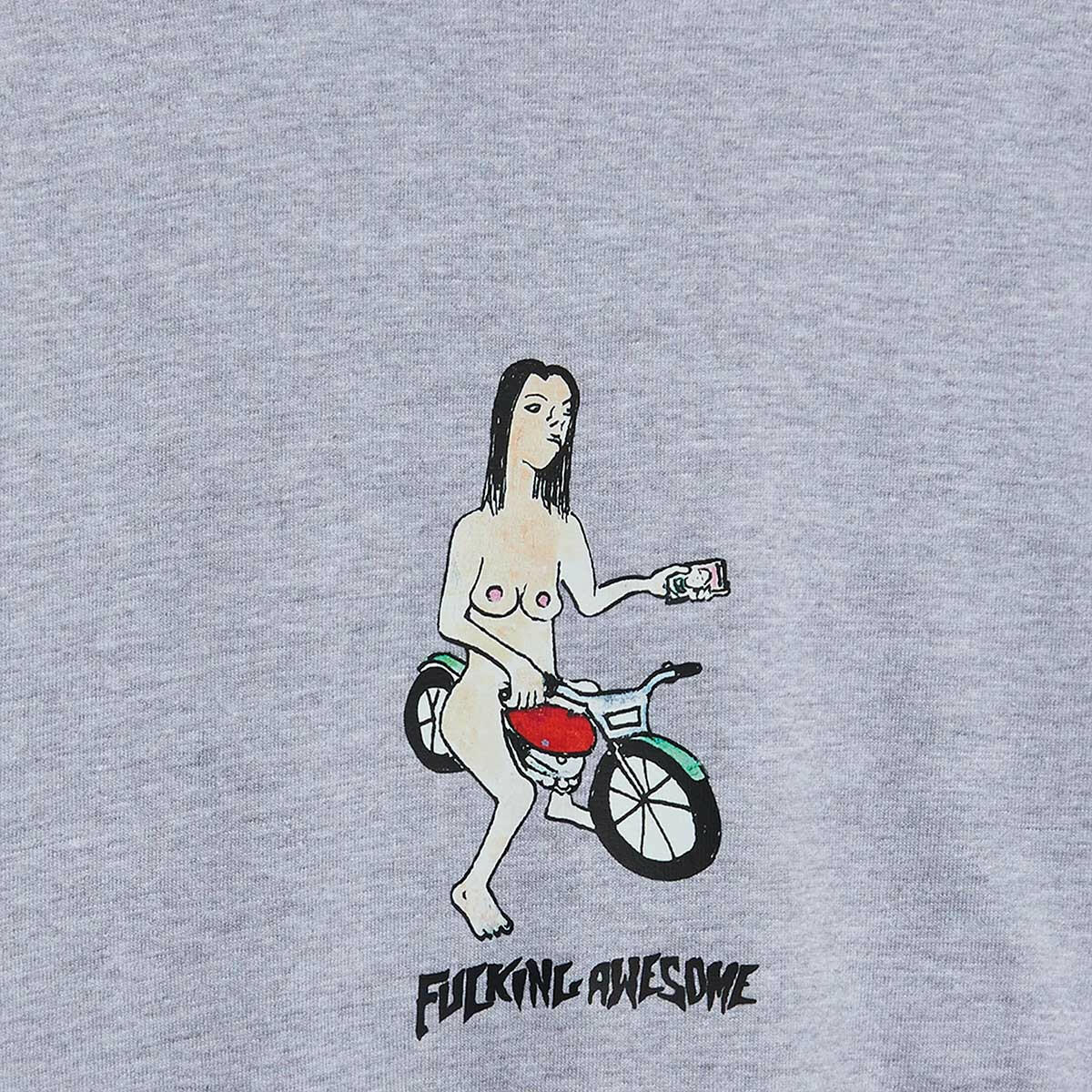 Fucking Awesome - Bike Girl Tee Heather Grey.