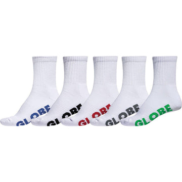 Globe Stealth Crew Socks White 5 Pack