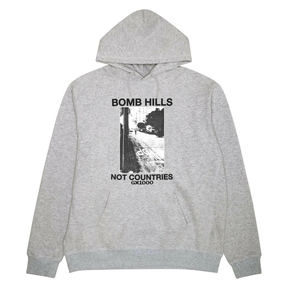 GX1000 - Bomb Hills Not Countries Hoodie Grey/Black.