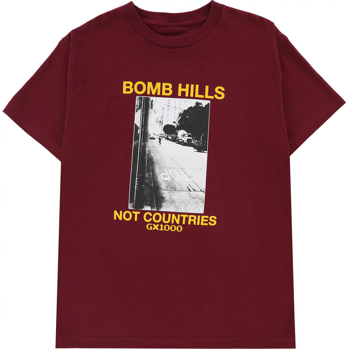 GX1000 Bomb Hills Not Countries Tee Burgundy/Yellow