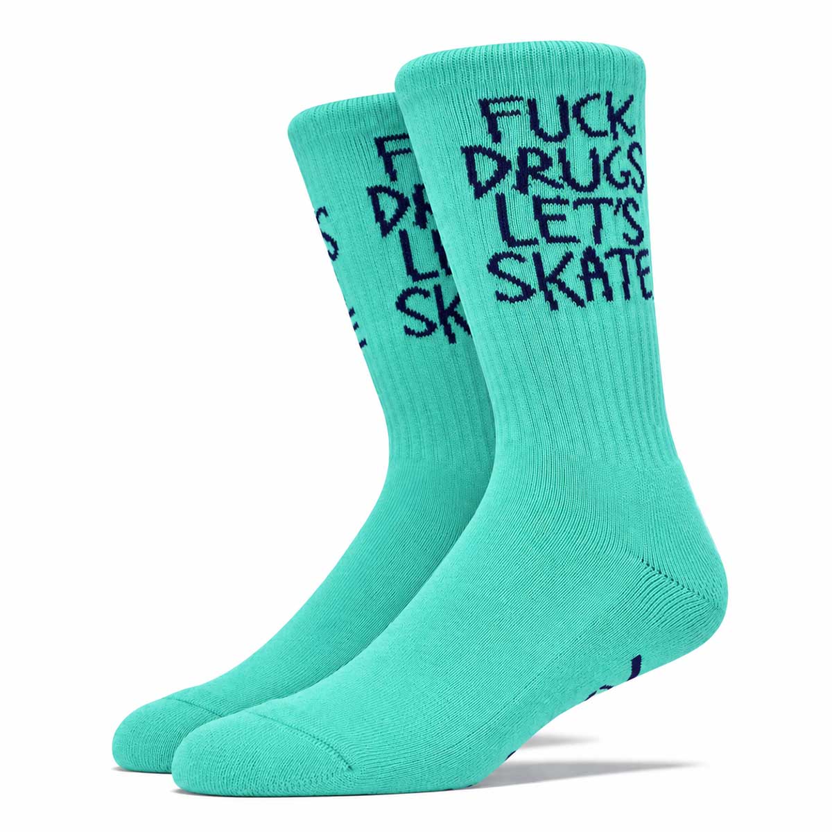 Heroin Fuck Drugs Let's Skate Socks Turquoise