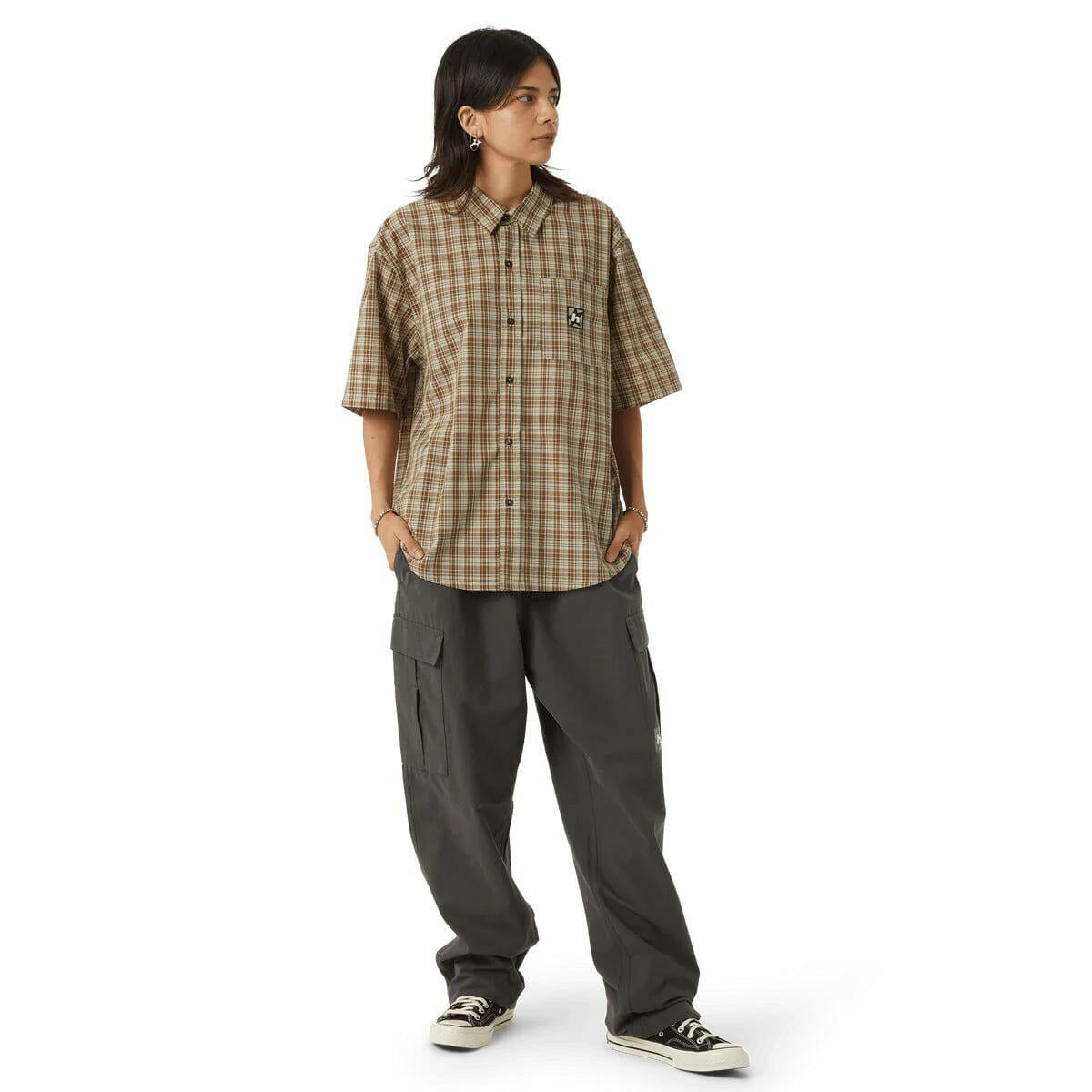 Huf - H Star Plaid Shirt Putty.