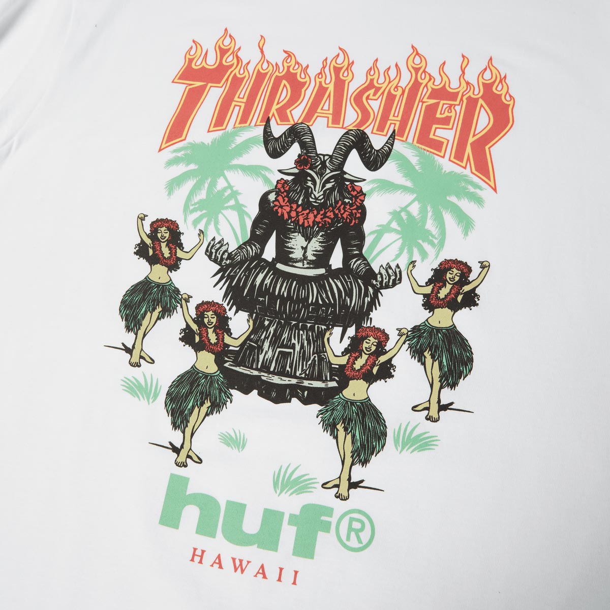Huf Thrasher Goat Luau Tee White Detail