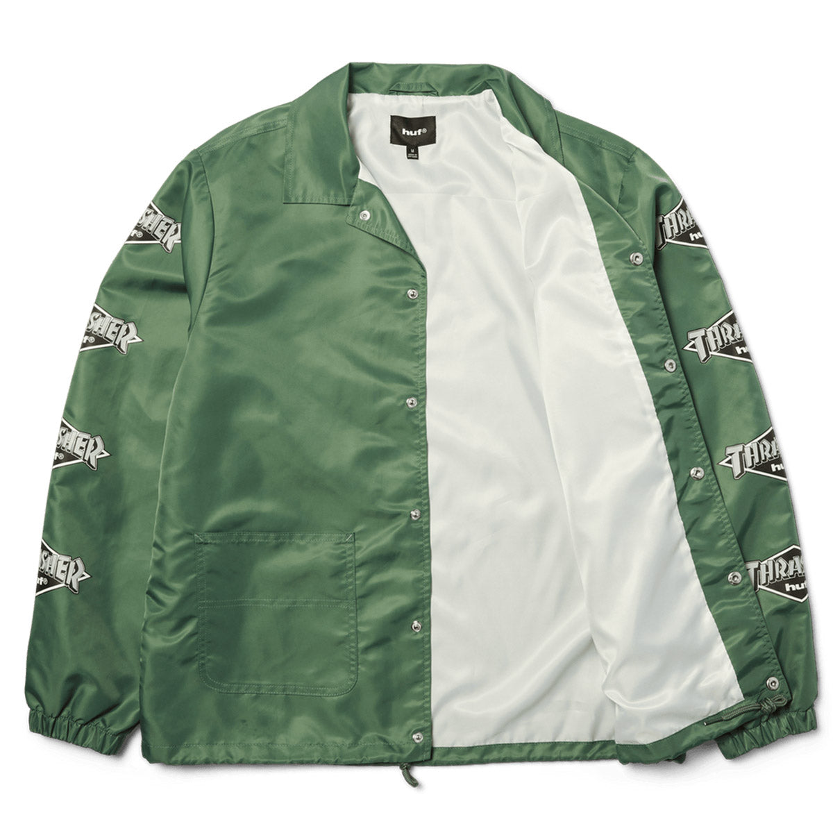 Huf Thrasher Logo Jacket Forest Green Front Inside