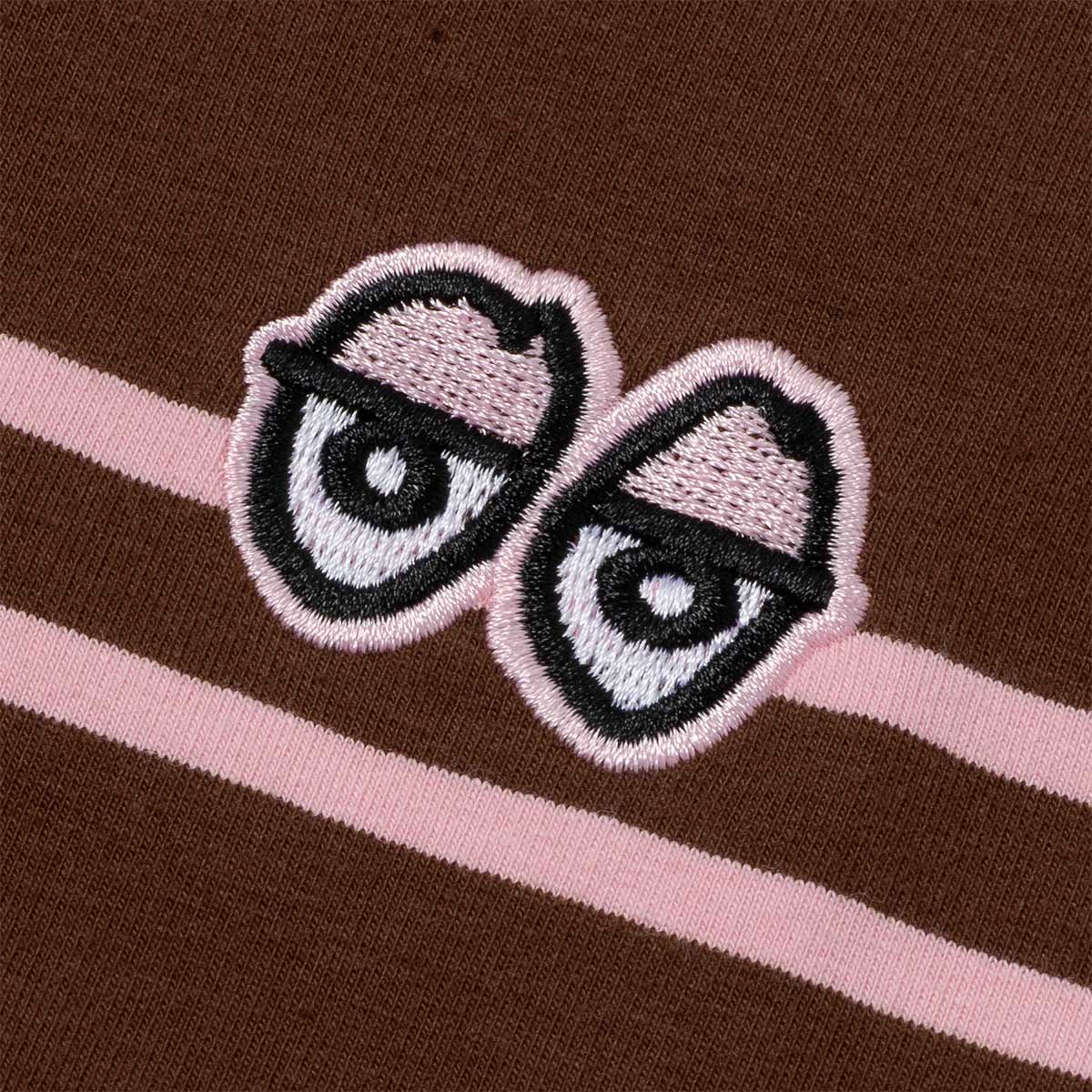 Krooked Eyes Emb Stripe Tee Brown/Pink Front Detail