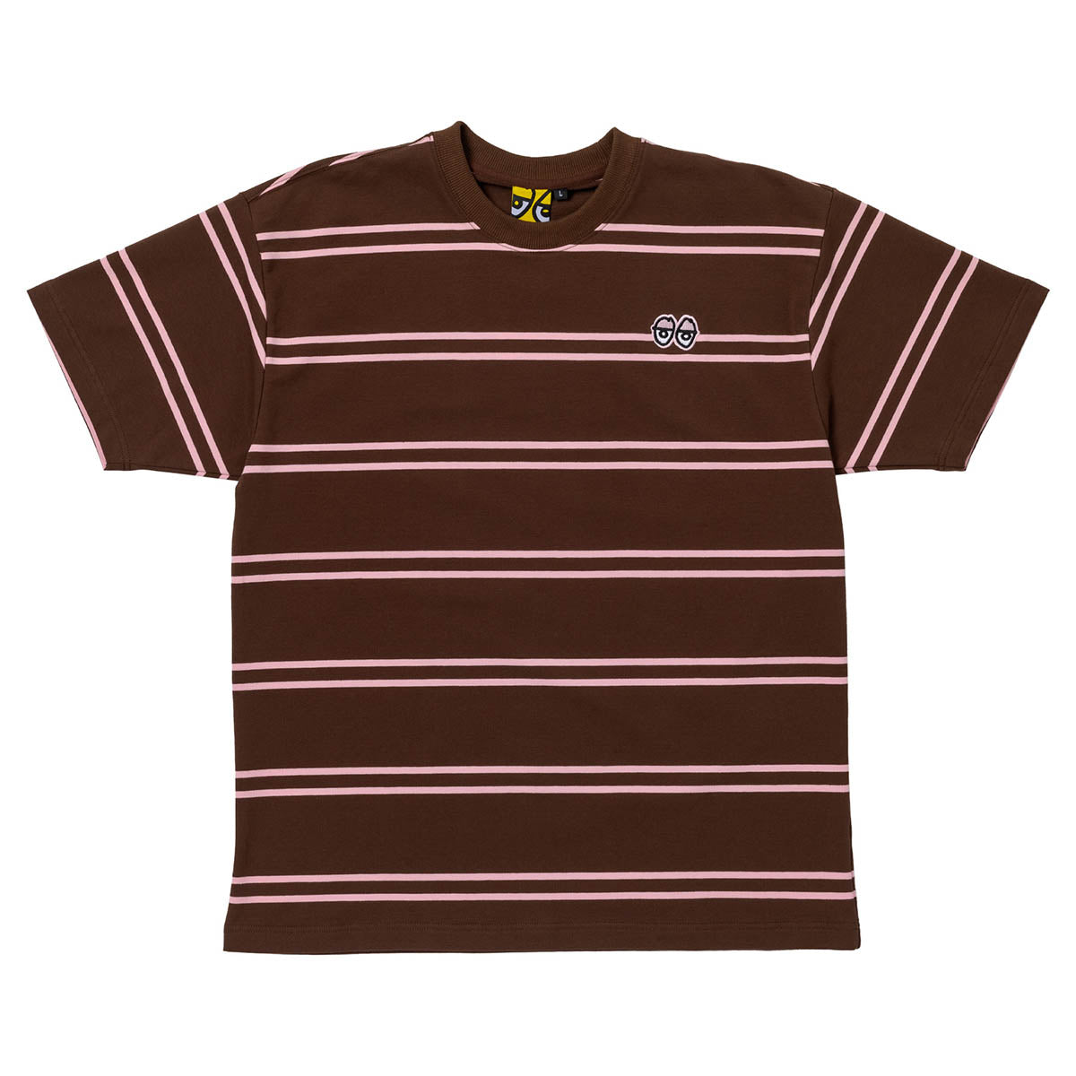 Krooked Eyes Emb Stripe Tee Brown/Pink Front