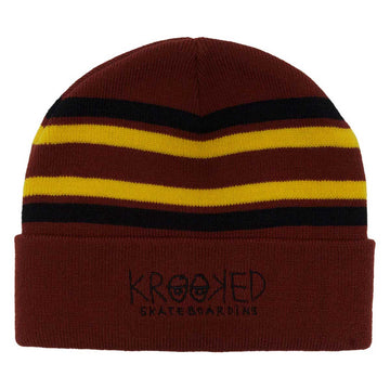 Krooked Krooked Eyes Cuff Beanie Dark Red/Gold/Black