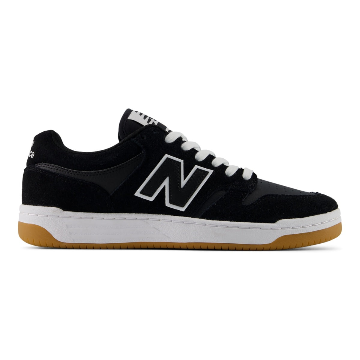 New Balance 480 Shoes Black/White/Gum outer side view