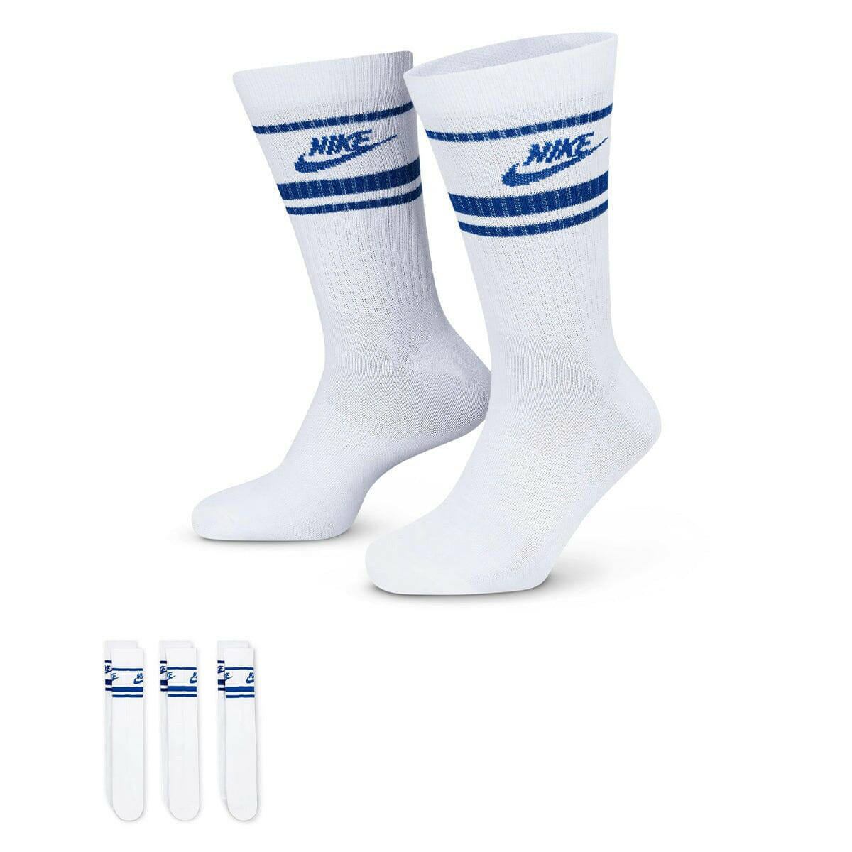 Nike - Everyday Essential Socks White/Blue 3 Pack.