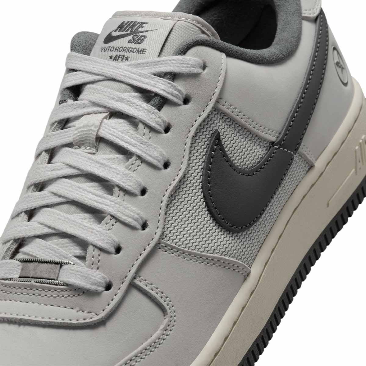 Nike SB Yuto Horigome Air Force 1 Low Shoes White/Iron/Grey Side Detail View