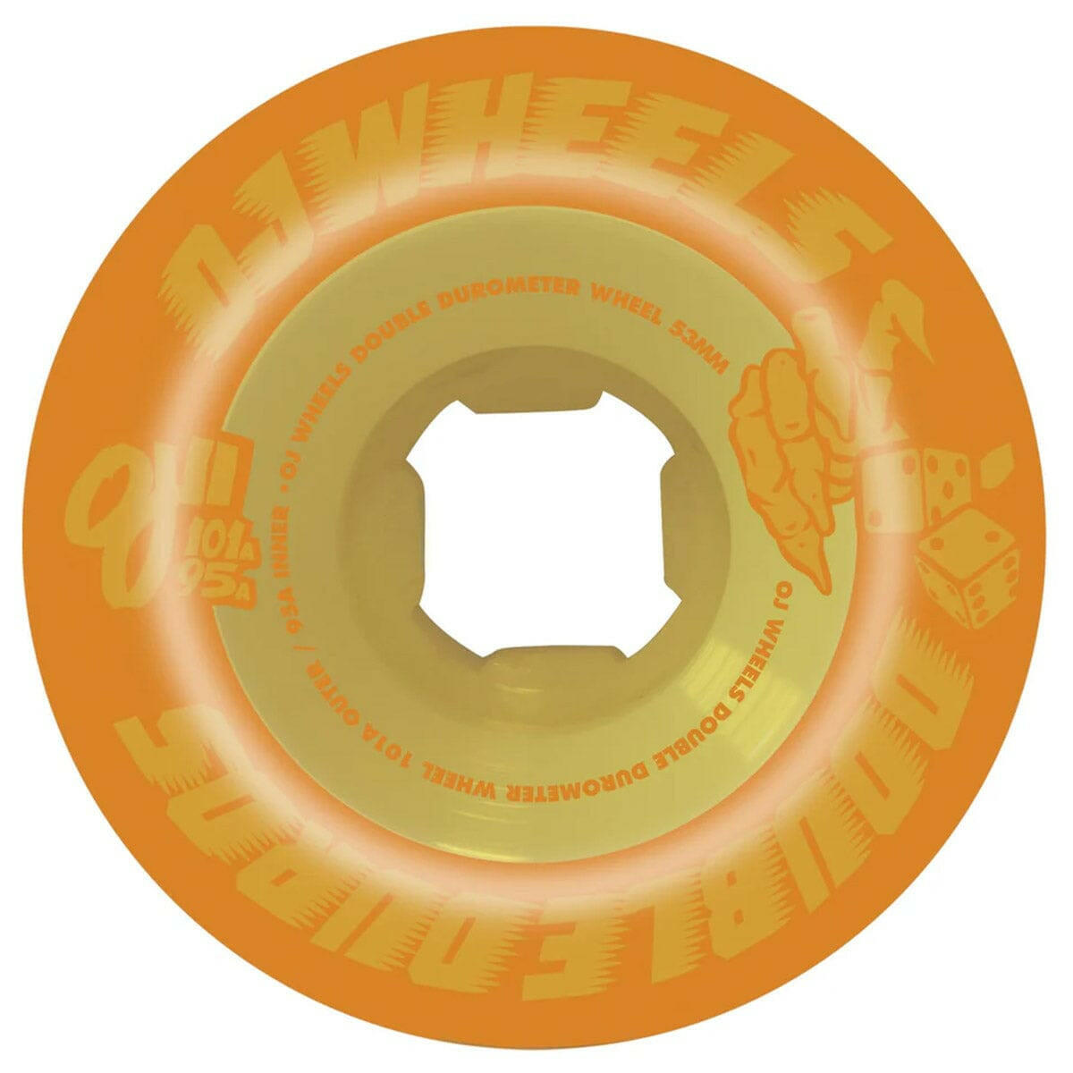 OJ - Double Duro Pastel Orange 53MM 101A/95A Skateboard Wheels.