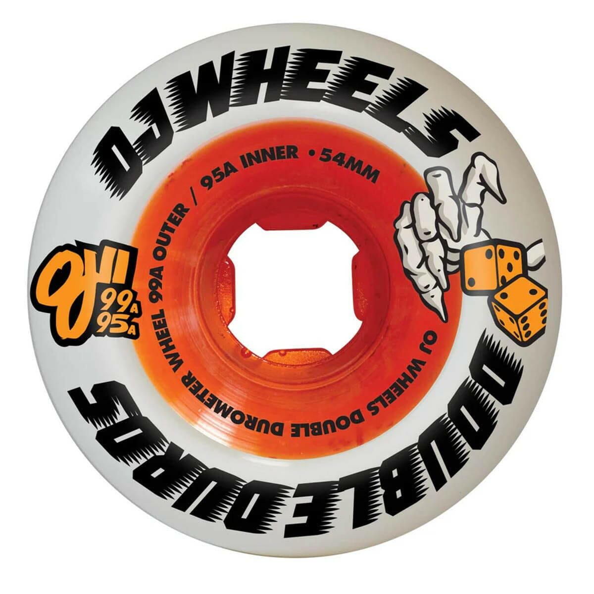 OJ - Double Duro White Orange Mini Combo 54MM 99A/95A Skateboard Wheels.