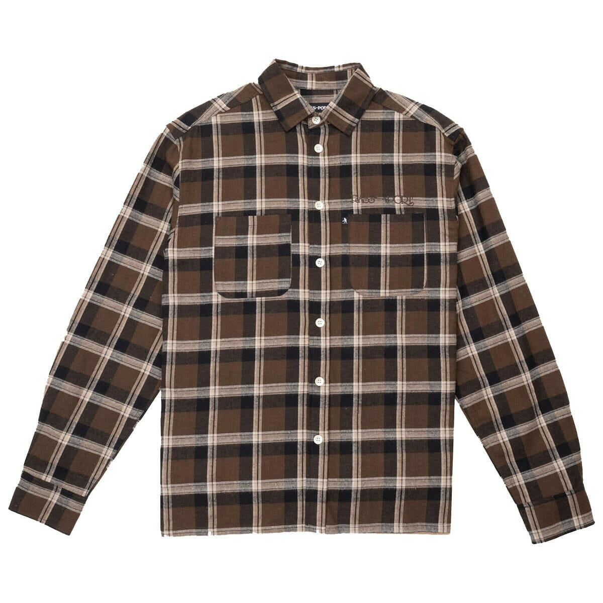 Pass~Port - Stem Logo Workers Check Shirt Brown.