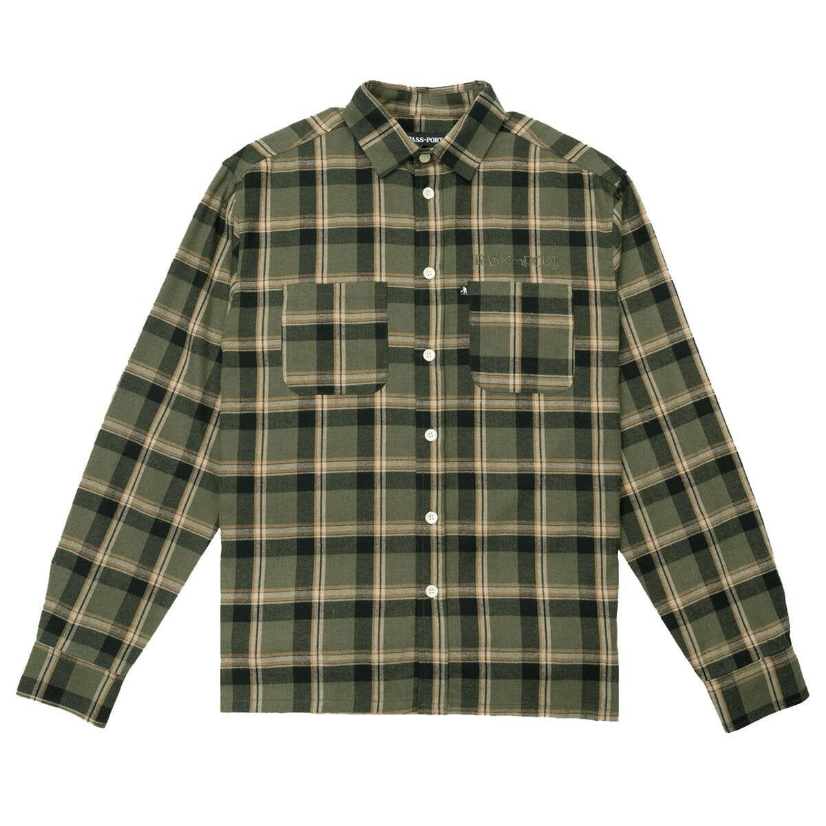 Pass~Port - Stem Logo Workers Check Shirt Moss.