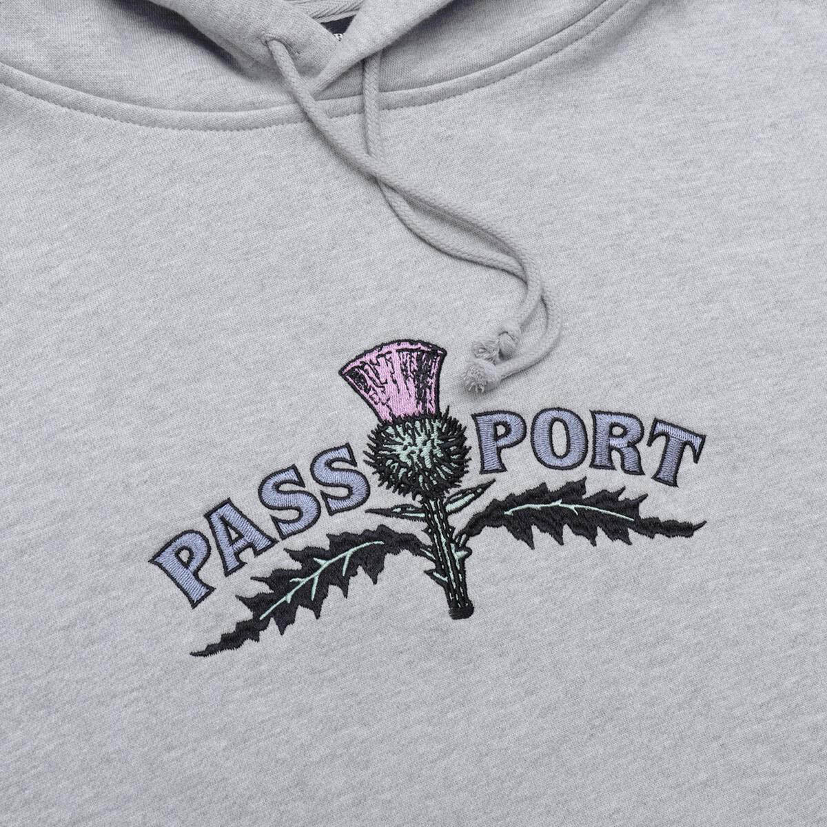 Pass~Port Thistle Embroidery Hoodie Ash Detail
