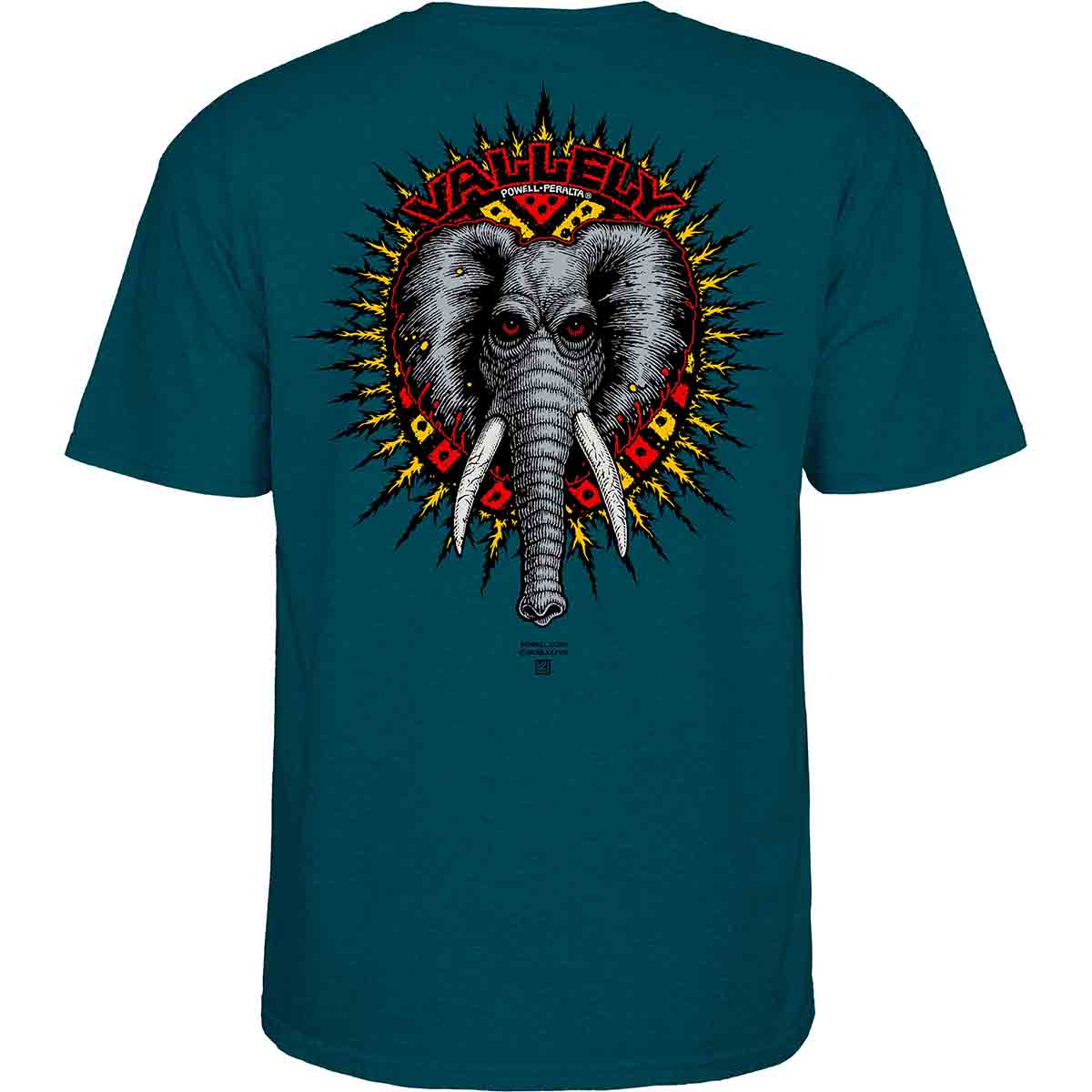 Powell Peralta Mike Vallely Elephant Tee Midnight Teal Back