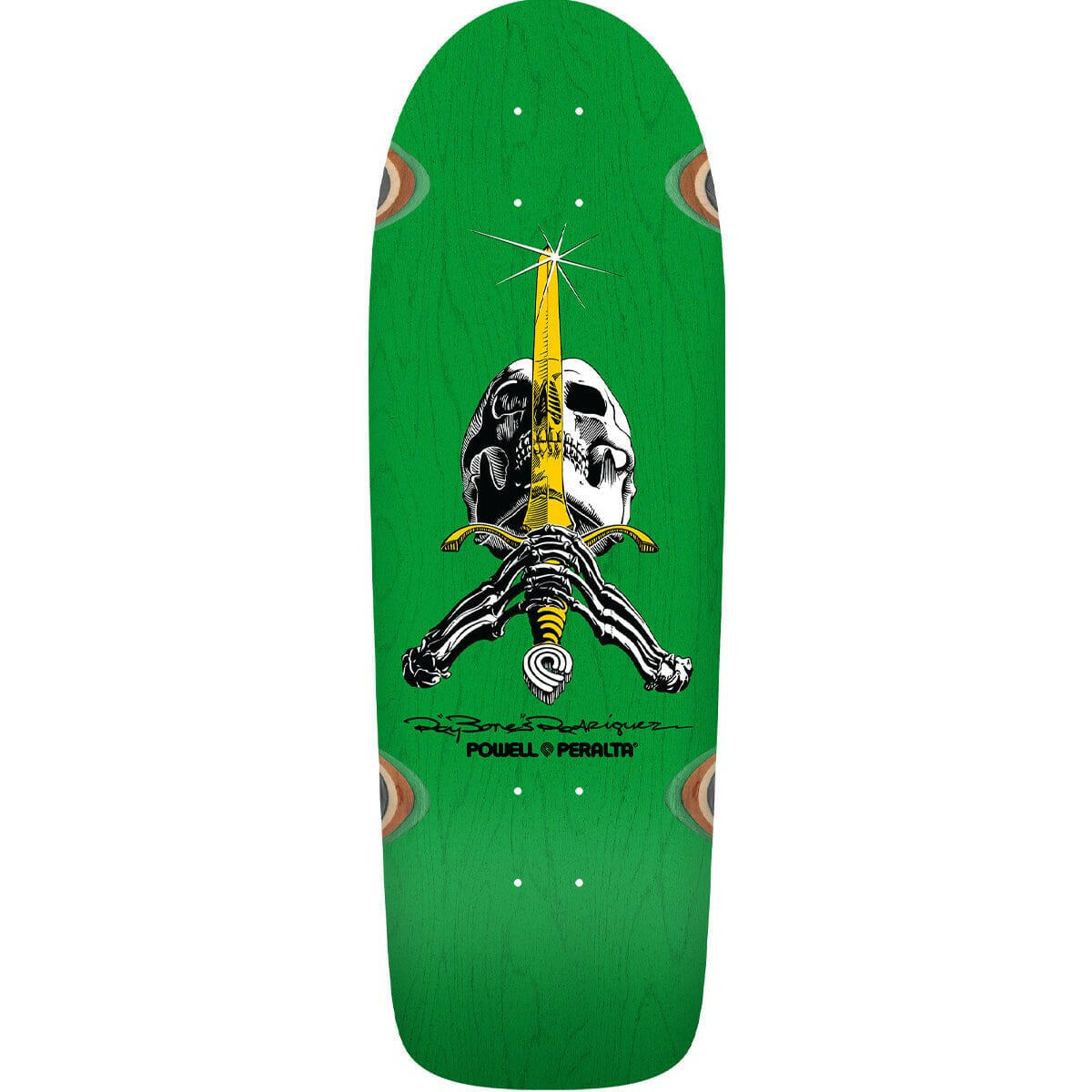 Powell Peralta - Rodriguez Skull & Sword OG Green 10.0 Reissue Skateboard Deck.