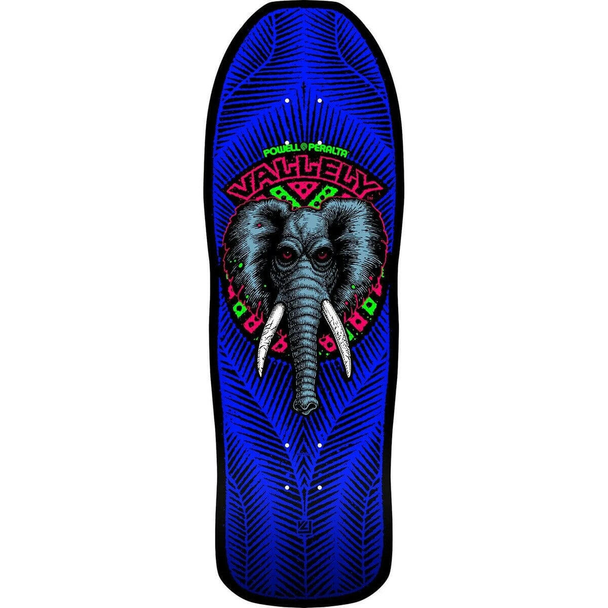 Powell Peralta - Mike Vallely Elephant Blacklight 10.0 Reissue Skateboard Deck.