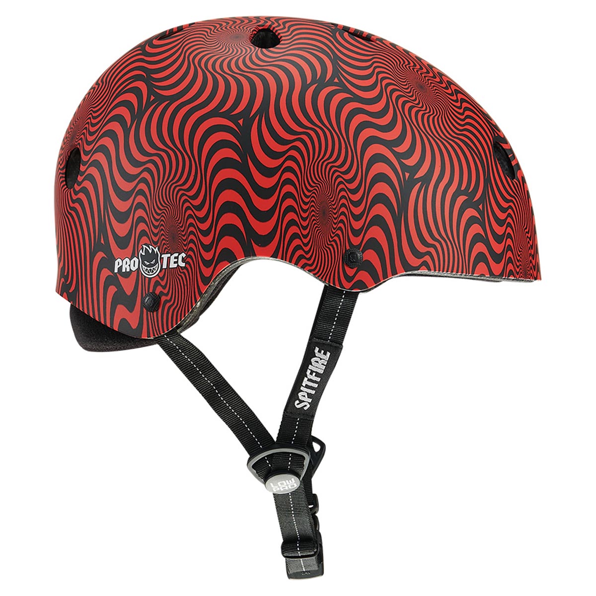 Pro Tec Low Pro Certified Helmet Spitfire Red Swirl Side