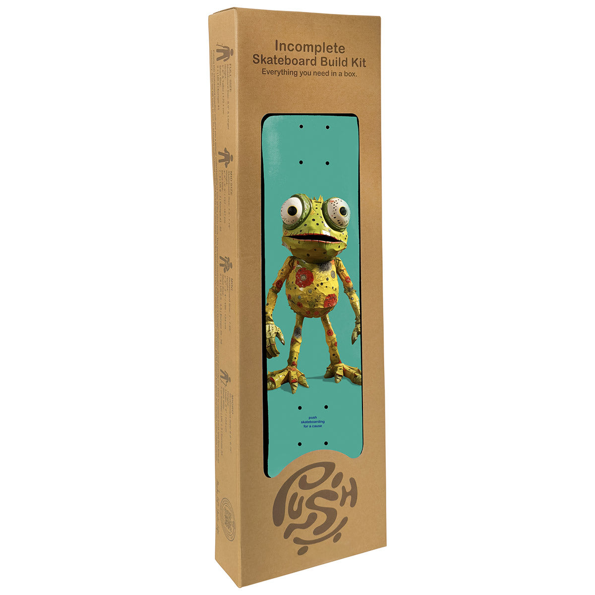 Push - Frogster Incomplete 7.75 Complete Skateboard.
