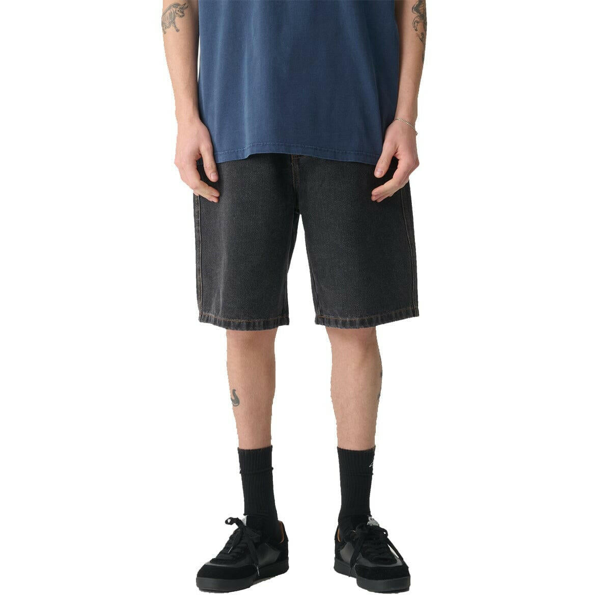 S/Double - Denim Standard Shorts Washed Black.