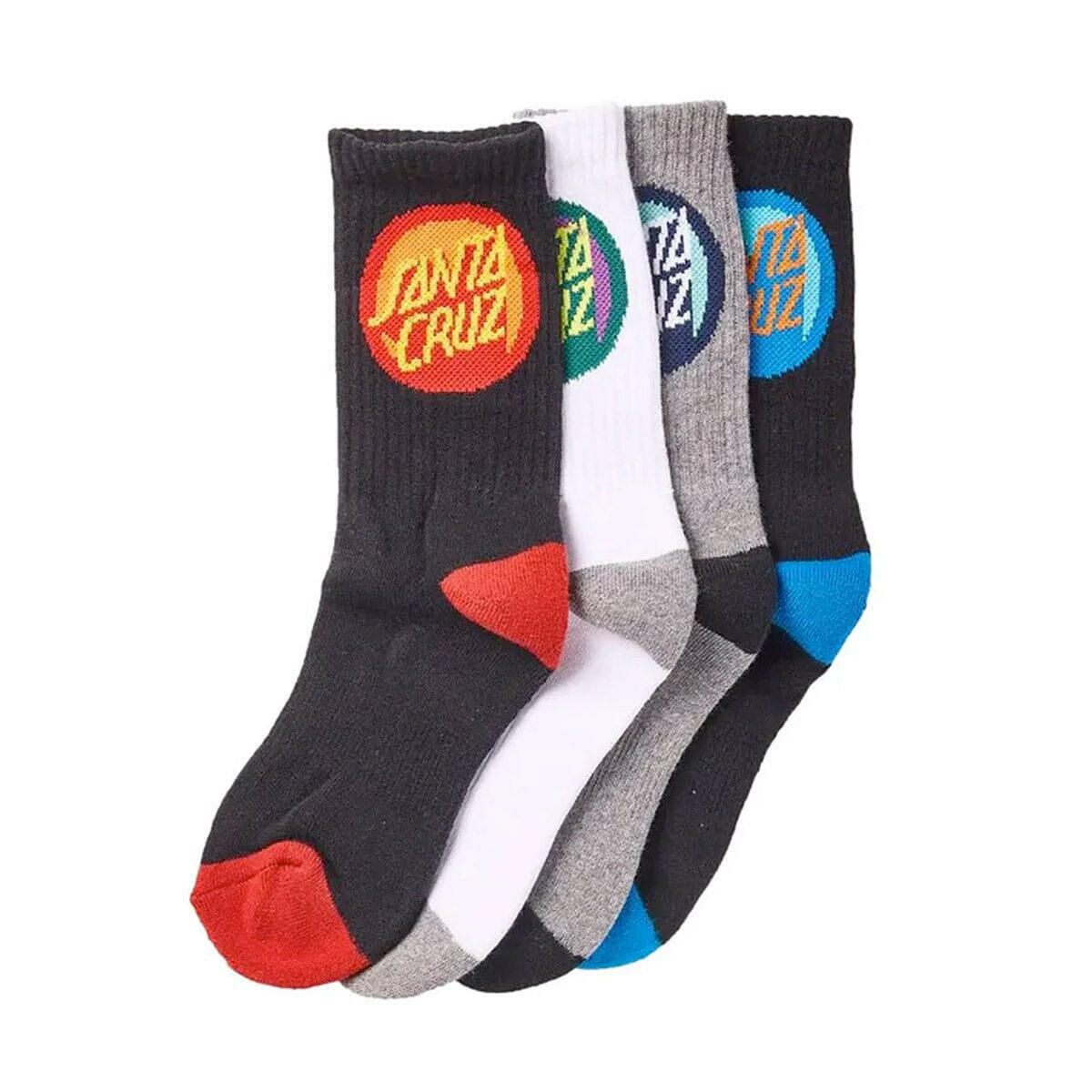 Santa Cruz - Bold Shadow Dot 4 Pack Youth Socks Black/White/Grey Marle.