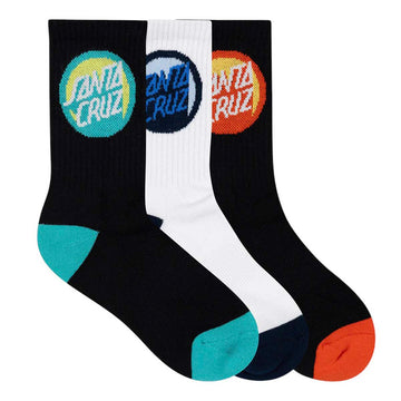 Santa Cruz Bold Shadow Dot 4 Pack Youth Socks Black/White