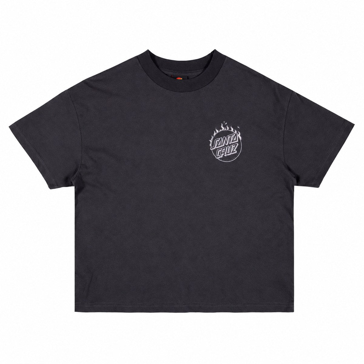 Santa Cruz Burnt Opus Oversized Youth Tee Off Black - front