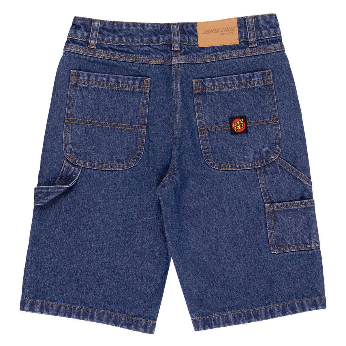 Santa Cruz - Classic Dot Youth Carpenter Shorts Stone Wash Indigo - back view