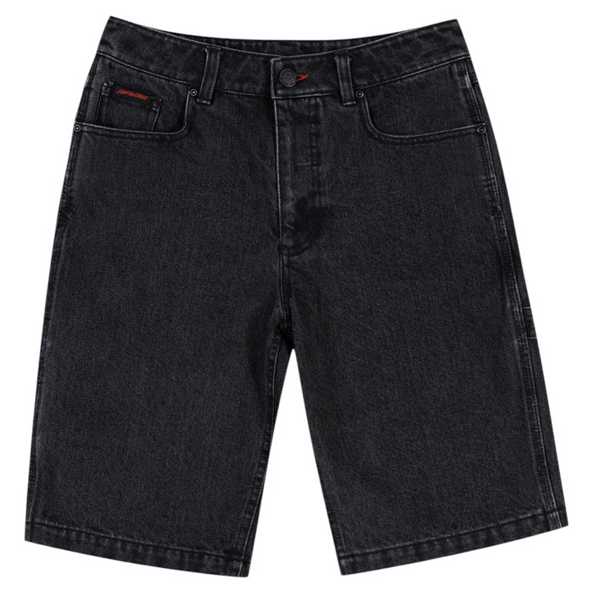 Santa Cruz Crossbone Dot Mono Youth Shorts Washed Black Front