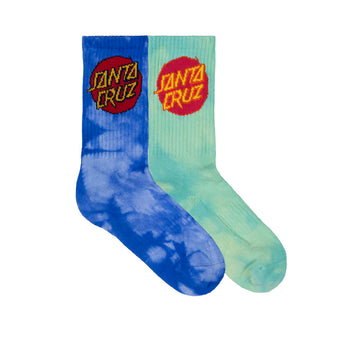 Santa Cruz - Cruz Dye Youth Socks Blue/Teal Tie Dye.