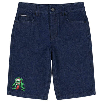 Santa Cruz Eyegore Youth Shorts Rinsed Indigo Front