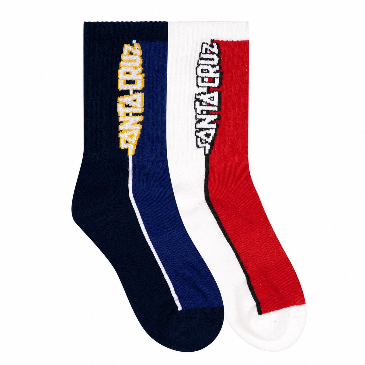 Santa Cruz Fisheye Strip Youth Crew Socks 2 Pack Dark Blue/Red - pairs