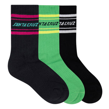 Santa Cruz Multi Split Strip Youth Socks Off Black/Light Green/Black