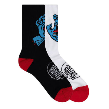 Santa Cruz Opus Screaming Hand Long 2 Pack Youth Socks Black/White